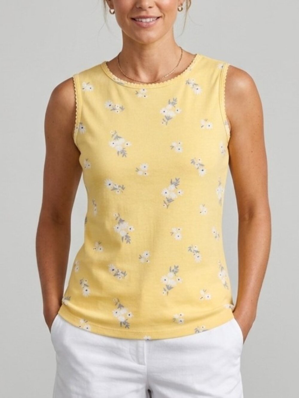 Yellow Floral Tank Top Croft & Barrow XXL